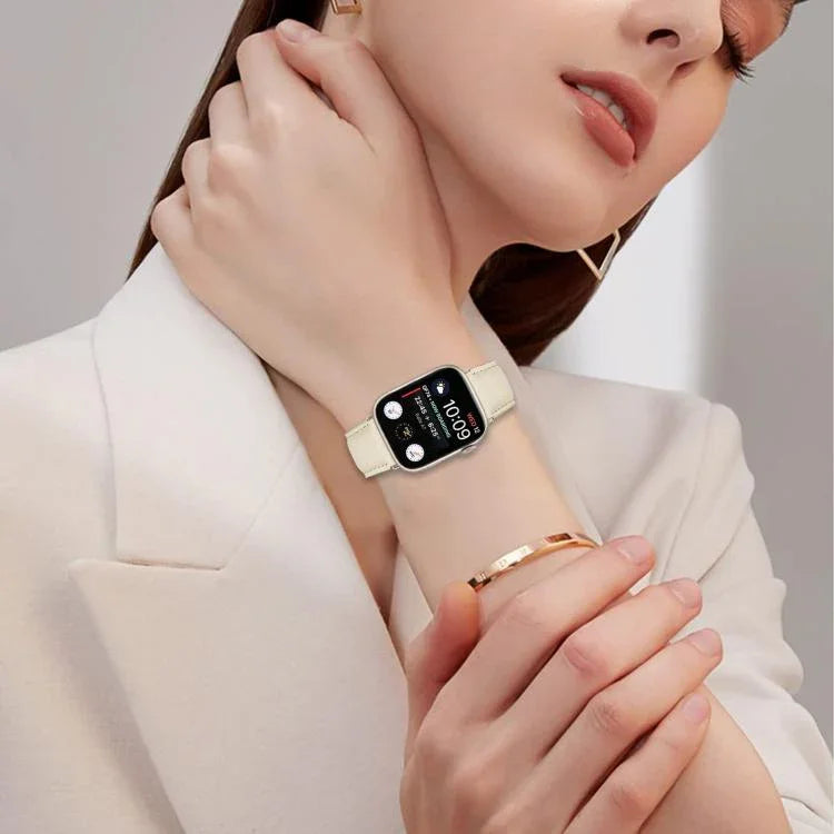 Lychee Texture Starlight Turtle Back Buckle Leather Watch Band, For Apple Watch 46mm / 49mm / 45mm / 44mm, For Apple Watch 42mm / 41mm / 40mm / 38mm