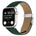 Dây đeo đồng hồ da khóa lưng rùa bạc họa tiết vân vải quả vải, dành cho Apple Watch 46mm / 49mm / 45mm / 44mm, dành cho Apple Watch 42mm / 41mm / 40mm / 38mm