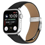 Dây đeo đồng hồ da khóa lưng rùa bạc họa tiết vân vải quả vải, dành cho Apple Watch 46mm / 49mm / 45mm / 44mm, dành cho Apple Watch 42mm / 41mm / 40mm / 38mm