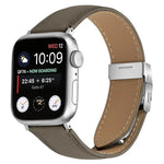 Dây đeo đồng hồ da khóa lưng rùa bạc họa tiết vân vải quả vải, dành cho Apple Watch 46mm / 49mm / 45mm / 44mm, dành cho Apple Watch 42mm / 41mm / 40mm / 38mm