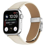 Dây đeo đồng hồ da khóa lưng rùa bạc họa tiết vân vải quả vải, dành cho Apple Watch 46mm / 49mm / 45mm / 44mm, dành cho Apple Watch 42mm / 41mm / 40mm / 38mm