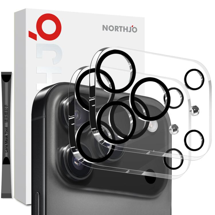 2 miếng NORTHJO kính cường lực bảo vệ ống kính camera 3D chụp đêm, dành cho iPhone 17 Pro Max, iPhone 17 Pro, iPhone 17, iPhone Air