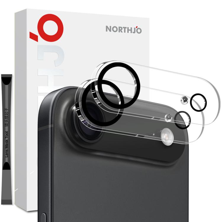 2 miếng NORTHJO kính cường lực bảo vệ ống kính camera 3D chụp đêm, dành cho iPhone 17 Pro Max, iPhone 17 Pro, iPhone 17, iPhone Air