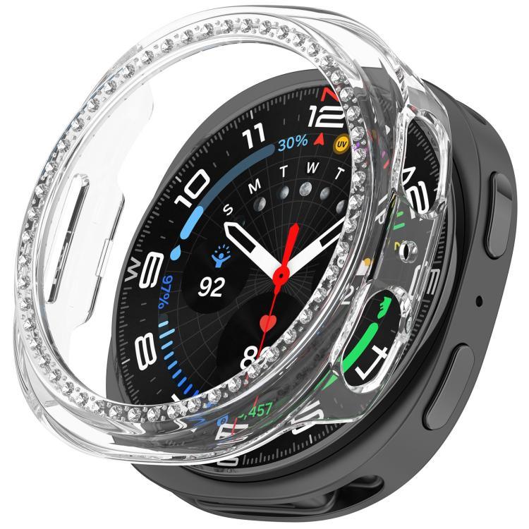 Ốp đồng hồ PC rỗng nửa phủ kim cương hàng đơn, dành cho Samsung Galaxy Watch 8 44mm, dành cho Samsung Galaxy Watch 8 40mm