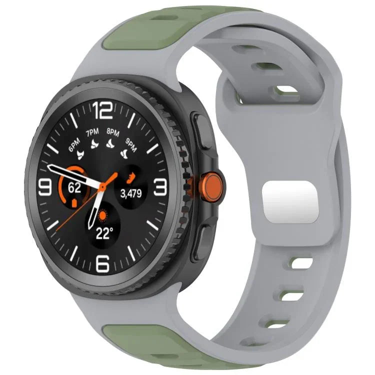 Reverse Buckle Two Color Silicone Watch Band, For Samsung Galaxy Watch8 / Watch8 Classic