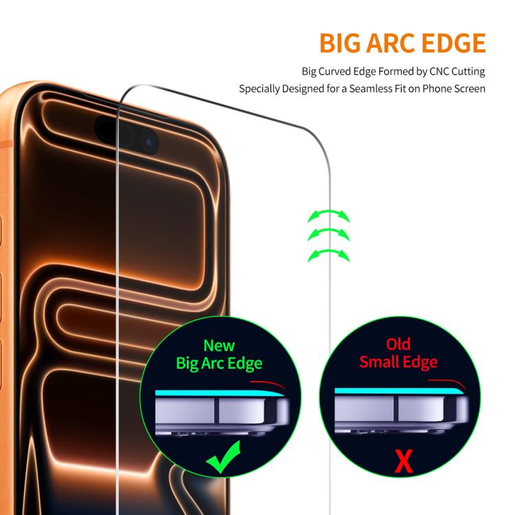 Kính cường lực ENKAY keo dày không viền trắng 9H cạnh cong lớn nhôm-silicon, dành cho iPhone 17 Pro Max, iPhone 17 Pro, iPhone 17, iPhone Air