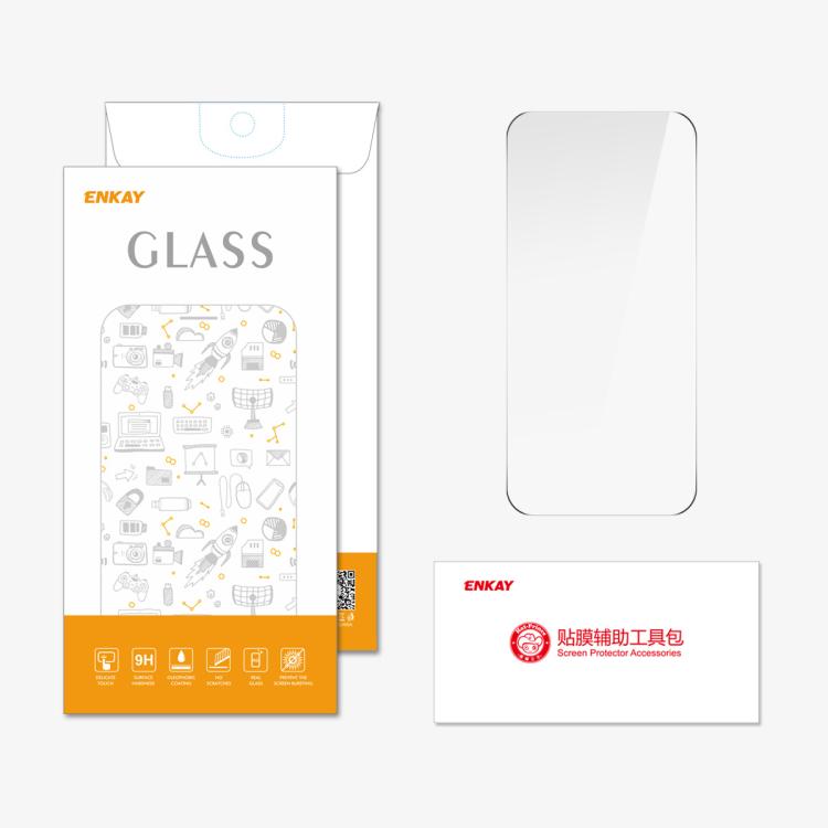 Kính cường lực ENKAY keo dày không viền trắng 9H cạnh cong lớn nhôm-silicon, dành cho iPhone 17 Pro Max, iPhone 17 Pro, iPhone 17, iPhone Air