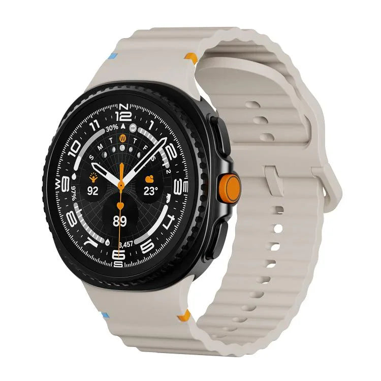 Dây đồng hồ silicone khóa cài màu may chỉ vân sóng, Dành cho Samsung Galaxy Watch8 / Watch8 Classic