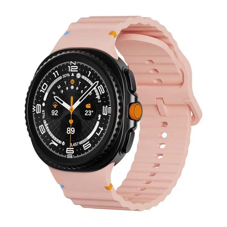 Dây đồng hồ silicone khóa cài màu may chỉ vân sóng, Dành cho Samsung Galaxy Watch8 / Watch8 Classic