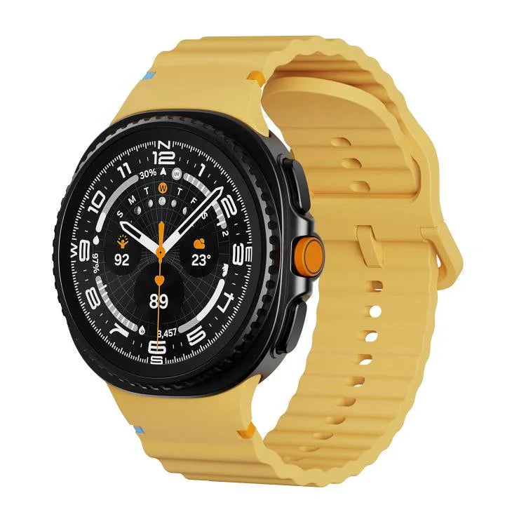 Dây đồng hồ silicone khóa cài màu may chỉ vân sóng, Dành cho Samsung Galaxy Watch8 / Watch8 Classic