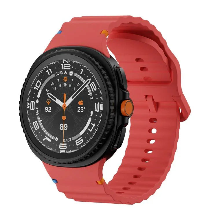 Dây đồng hồ silicone khóa cài màu may chỉ vân sóng, Dành cho Samsung Galaxy Watch8 / Watch8 Classic