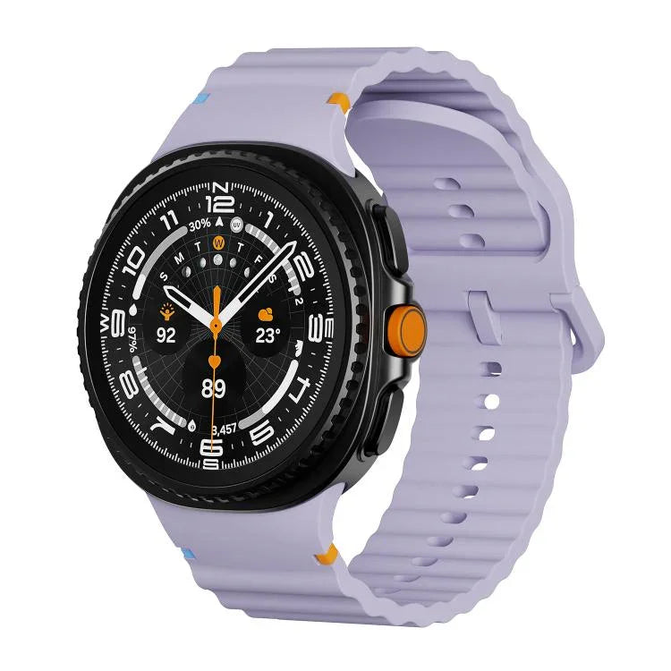 Dây đồng hồ silicone khóa cài màu may chỉ vân sóng, Dành cho Samsung Galaxy Watch8 / Watch8 Classic