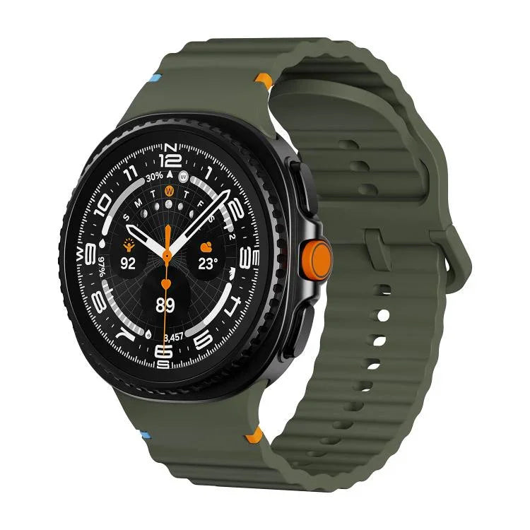 Dây đồng hồ silicone khóa cài màu may chỉ vân sóng, Dành cho Samsung Galaxy Watch8 / Watch8 Classic