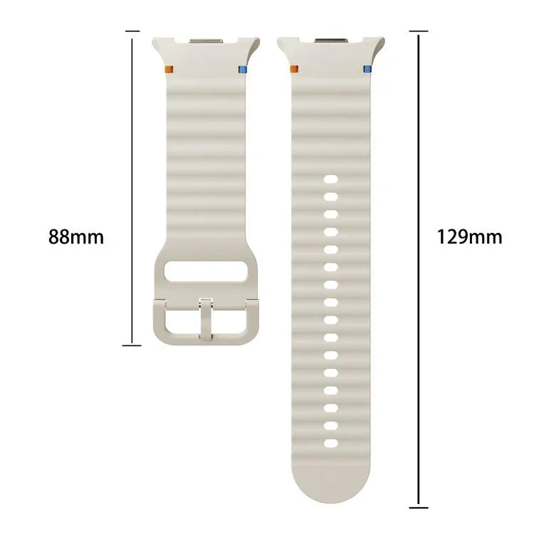 Dây đồng hồ silicone khóa cài màu may chỉ vân sóng, Dành cho Samsung Galaxy Watch8 / Watch8 Classic