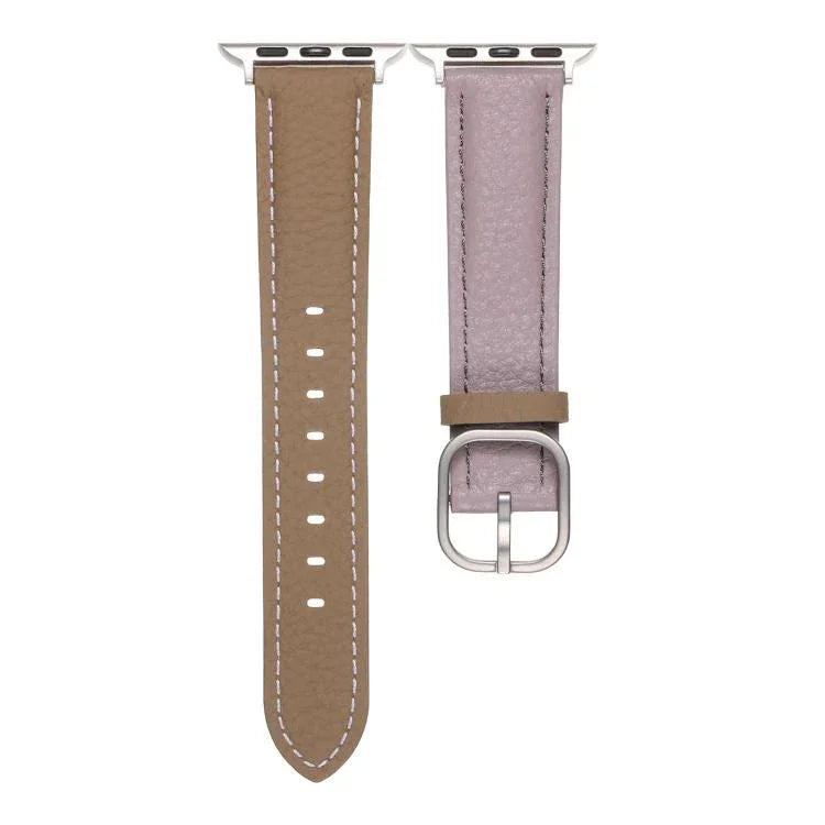 Dây đồng hồ Da Thật Họa Tiết Litchi Khóa Vuông, Dành cho Apple Watch 46mm / 49mm / 45mm / 44mm, Dành cho Apple Watch 42mm / 41mm / 40mm / 38mm