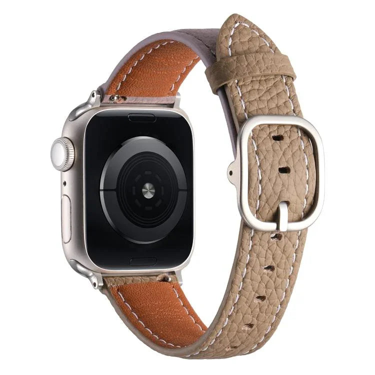 Dây đồng hồ Da Thật Họa Tiết Litchi Khóa Vuông, Dành cho Apple Watch 46mm / 49mm / 45mm / 44mm, Dành cho Apple Watch 42mm / 41mm / 40mm / 38mm