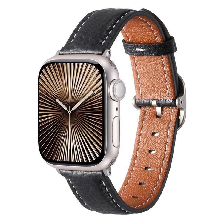 Dây đồng hồ Da Thật Họa Tiết Litchi Khóa Vuông, Dành cho Apple Watch 46mm / 49mm / 45mm / 44mm, Dành cho Apple Watch 42mm / 41mm / 40mm / 38mm