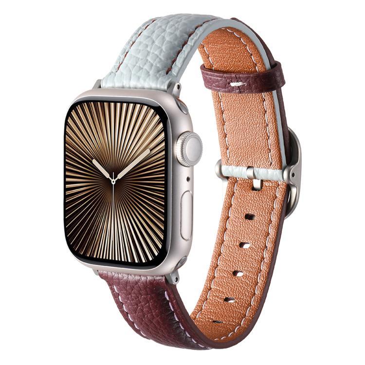 Dây đồng hồ Da Thật Họa Tiết Litchi Khóa Vuông, Dành cho Apple Watch 46mm / 49mm / 45mm / 44mm, Dành cho Apple Watch 42mm / 41mm / 40mm / 38mm
