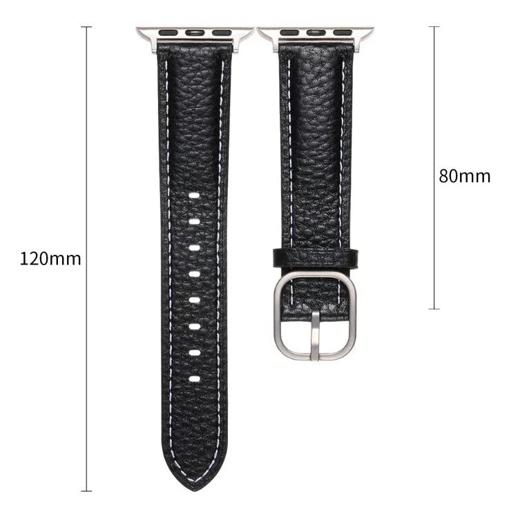 Dây đồng hồ Da Thật Họa Tiết Litchi Khóa Vuông, Dành cho Apple Watch 46mm / 49mm / 45mm / 44mm, Dành cho Apple Watch 42mm / 41mm / 40mm / 38mm