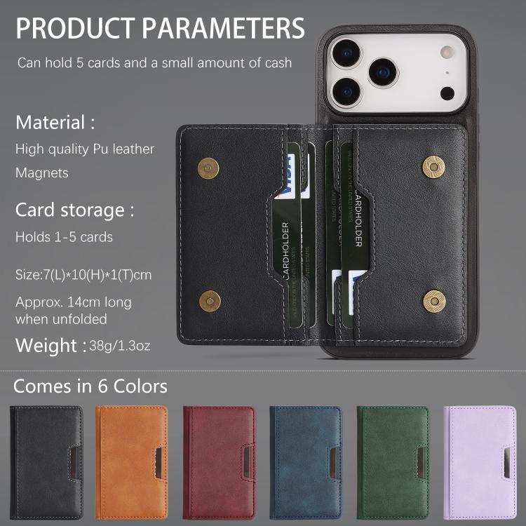 Ốp lưng điện thoại da Kalebol MagSafe nam châm chắc chắn có túi đựng thẻ gập đôi, dành cho iPhone 17 Pro Max, dành cho iPhone 17 Pro, dành cho iPhone 17, dành cho iPhone Air