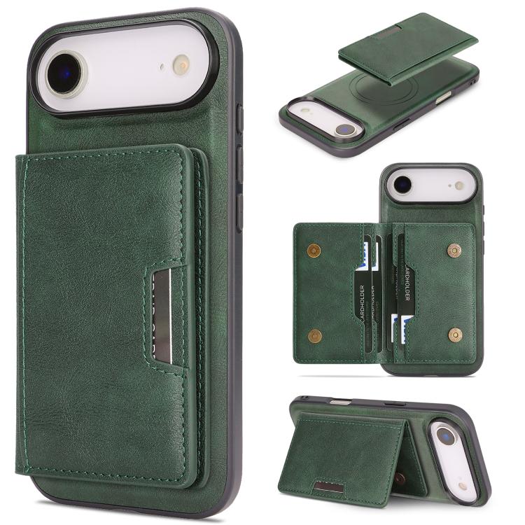 Ốp lưng điện thoại da Kalebol MagSafe nam châm chắc chắn có túi đựng thẻ gập đôi, dành cho iPhone 17 Pro Max, dành cho iPhone 17 Pro, dành cho iPhone 17, dành cho iPhone Air