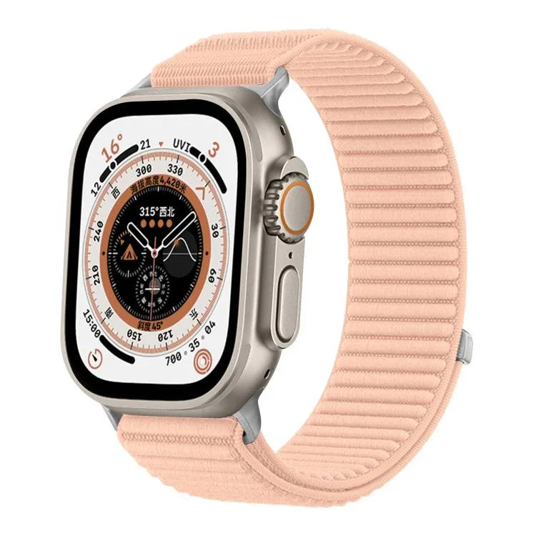 Woven Nylon Hook And Loop Fastener Metal Interface Watch Band, For Apple Watch 46mm / 49mm / 45mm / 44mm, For Apple Watch 42mm / 41mm / 40mm / 38mm
