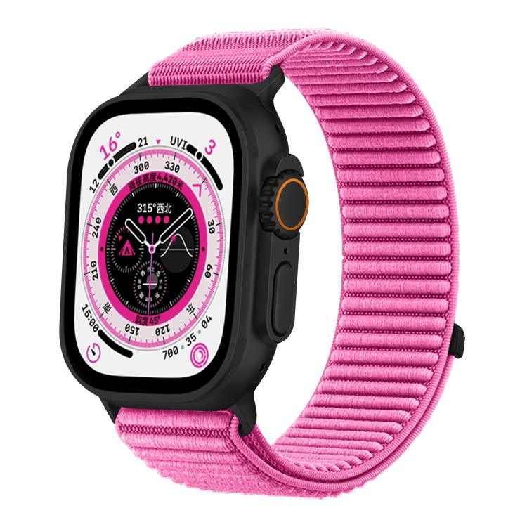 Woven Nylon Hook And Loop Fastener Metal Interface Watch Band, For Apple Watch 46mm / 49mm / 45mm / 44mm, For Apple Watch 42mm / 41mm / 40mm / 38mm