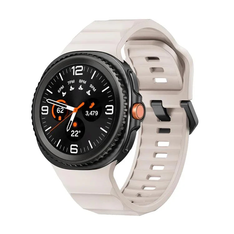 Dây đồng hồ silicone khóa cài màu đen sóng Wave, Dành cho Samsung Galaxy Watch8 / Watch8 Classic
