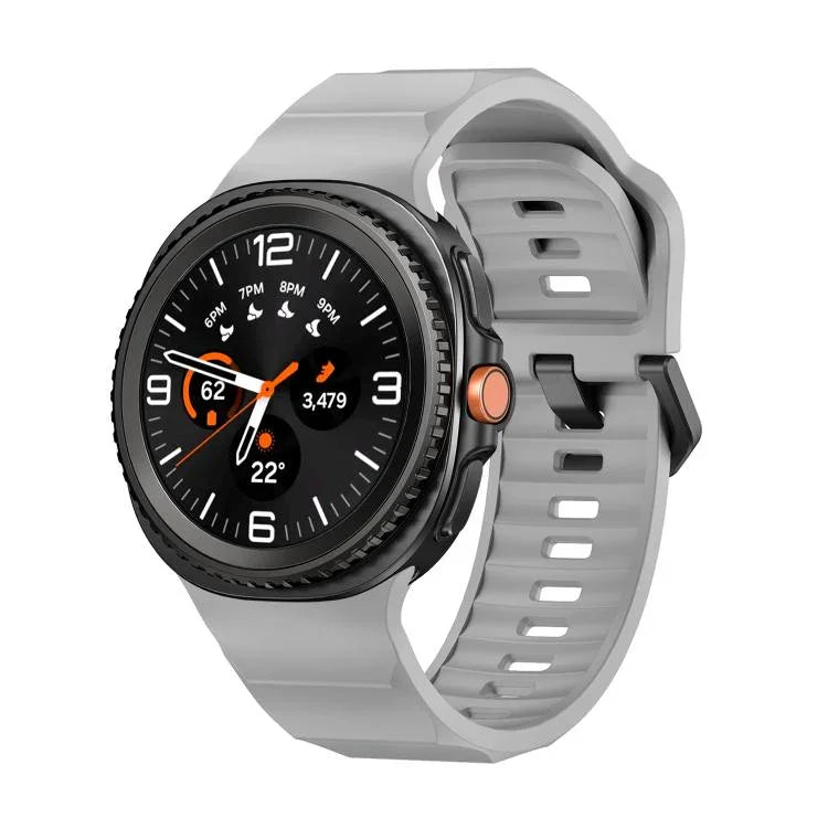 Dây đồng hồ silicone khóa cài màu đen sóng Wave, Dành cho Samsung Galaxy Watch8 / Watch8 Classic