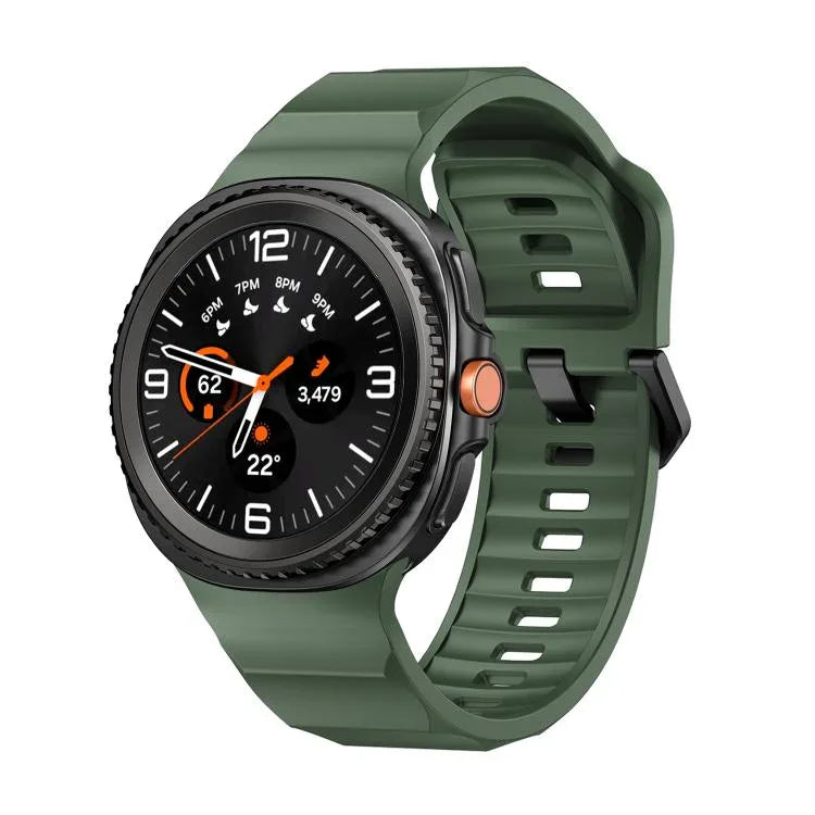 Dây đồng hồ silicone khóa cài màu đen sóng Wave, Dành cho Samsung Galaxy Watch8 / Watch8 Classic