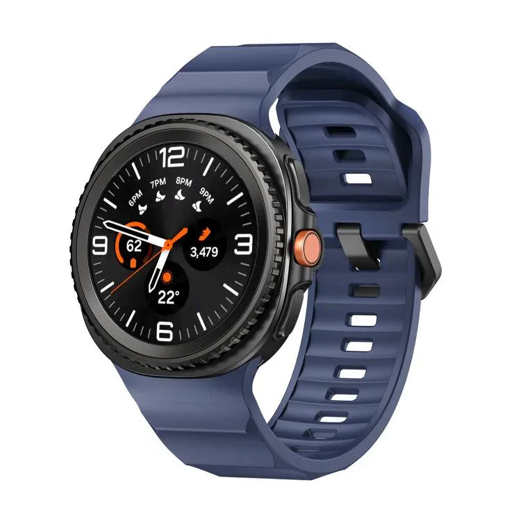 Dây đồng hồ silicone khóa cài màu đen sóng Wave, Dành cho Samsung Galaxy Watch8 / Watch8 Classic
