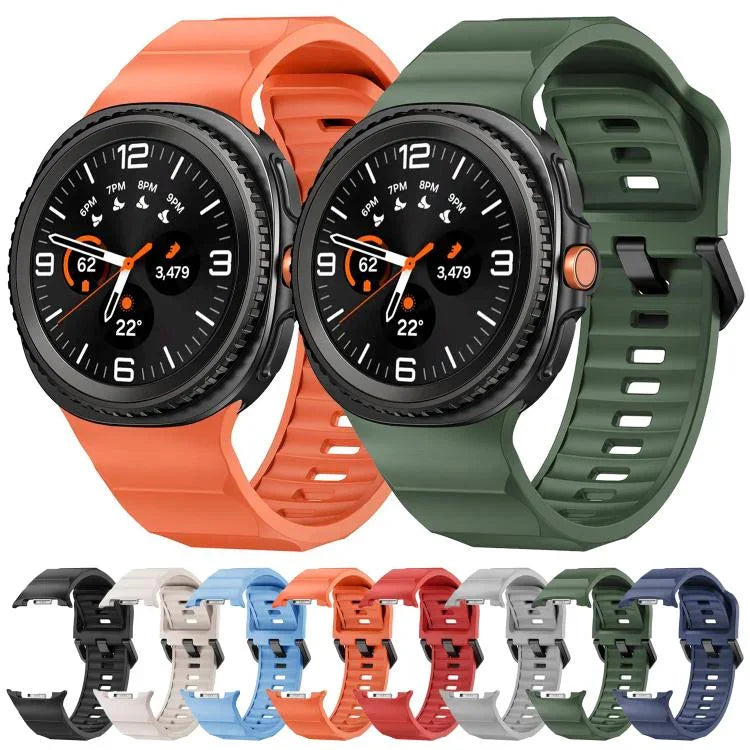Dây đồng hồ silicone khóa cài màu đen sóng Wave, Dành cho Samsung Galaxy Watch8 / Watch8 Classic
