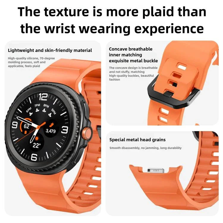 Dây đồng hồ silicone khóa cài màu đen sóng Wave, Dành cho Samsung Galaxy Watch8 / Watch8 Classic