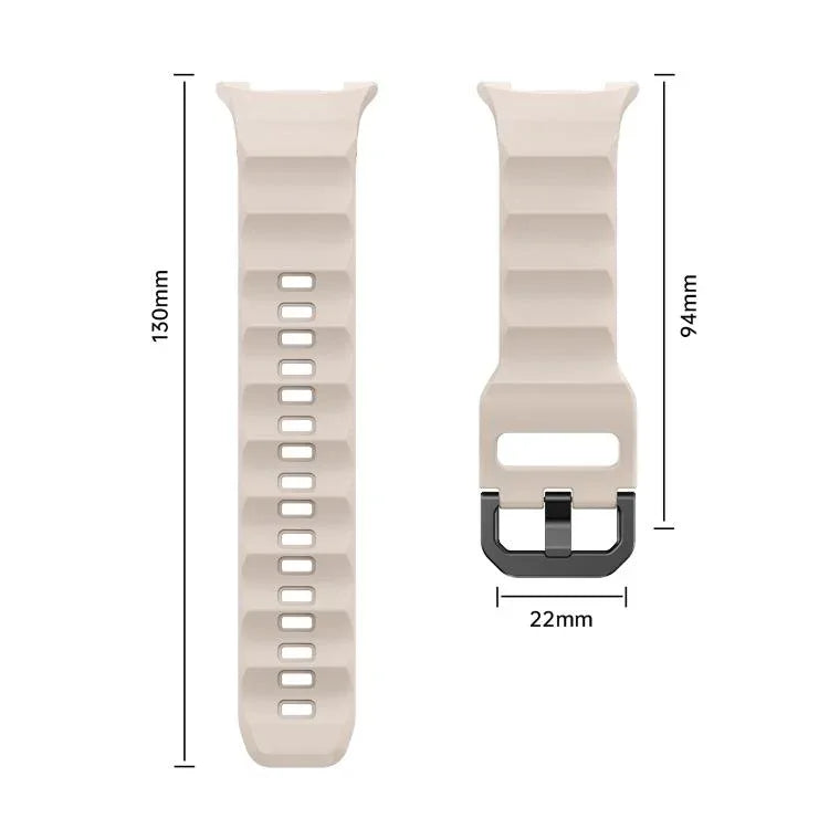 Dây đồng hồ silicone khóa cài màu đen sóng Wave, Dành cho Samsung Galaxy Watch8 / Watch8 Classic