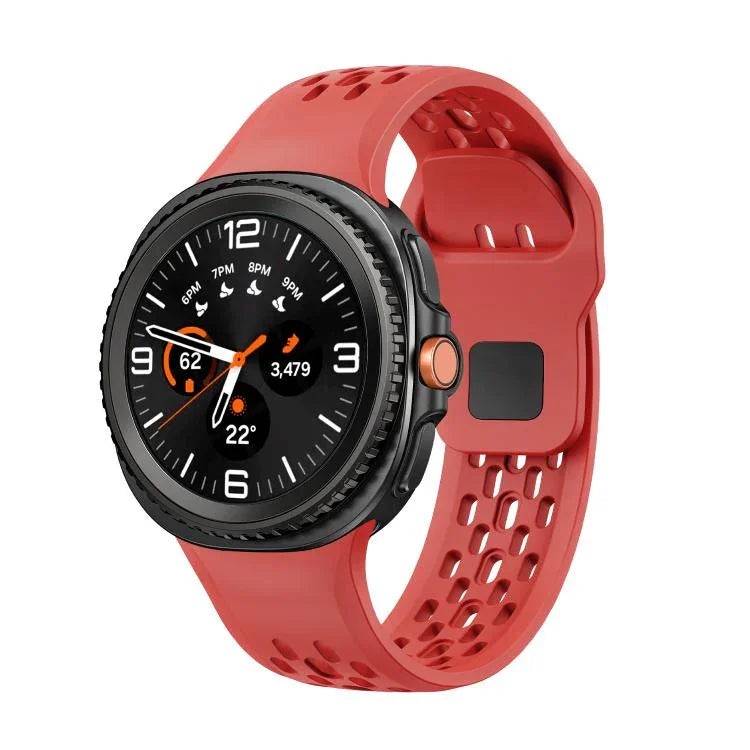 Dây đồng hồ silicone khóa cài ngược màu đen kiểu lỗ, Dành cho Samsung Galaxy Watch8 / Watch8 Classic