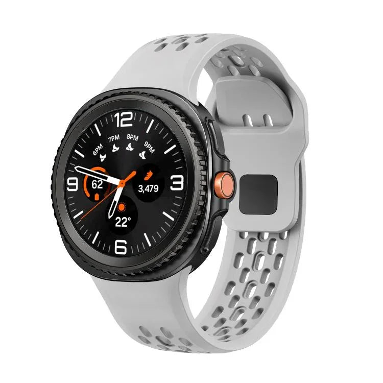 Dây đồng hồ silicone khóa cài ngược màu đen kiểu lỗ, Dành cho Samsung Galaxy Watch8 / Watch8 Classic