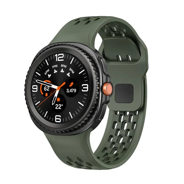 Dây đồng hồ silicone khóa cài ngược màu đen kiểu lỗ, Dành cho Samsung Galaxy Watch8 / Watch8 Classic