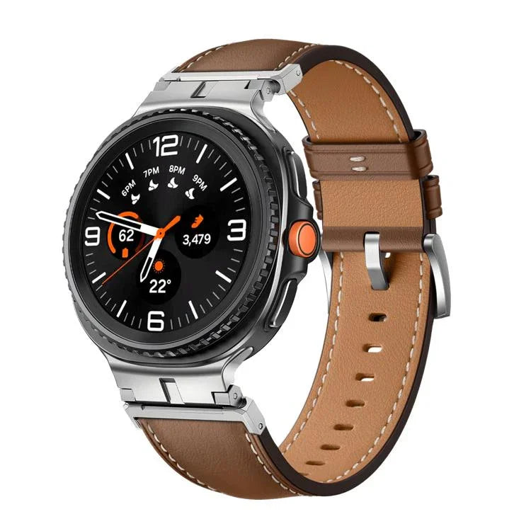 Dây Đồng Hồ Da Thật Đầu Kim Loại, Cho Samsung Galaxy Watch8 / Watch8 Classic