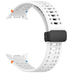 Dây đồng hồ silicone thở được, may chỉ, khóa nam châm màu đen, Dành cho Samsung Galaxy Watch8 / Watch8 Classic