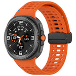 Dây đồng hồ silicone thở được, may chỉ, khóa nam châm màu đen, Dành cho Samsung Galaxy Watch8 / Watch8 Classic
