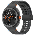 Dây đồng hồ silicone thở được, may chỉ, khóa nam châm màu đen, Dành cho Samsung Galaxy Watch8 / Watch8 Classic