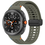 Dây đồng hồ silicone thở được, may chỉ, khóa nam châm màu đen, Dành cho Samsung Galaxy Watch8 / Watch8 Classic