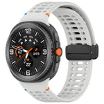Dây đồng hồ silicone thở được, may chỉ, khóa nam châm màu đen, Dành cho Samsung Galaxy Watch8 / Watch8 Classic