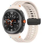 Dây đồng hồ silicone thở được, may chỉ, khóa nam châm màu đen, Dành cho Samsung Galaxy Watch8 / Watch8 Classic
