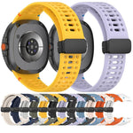 Dây đồng hồ silicone thở được, may chỉ, khóa nam châm màu đen, Dành cho Samsung Galaxy Watch8 / Watch8 Classic