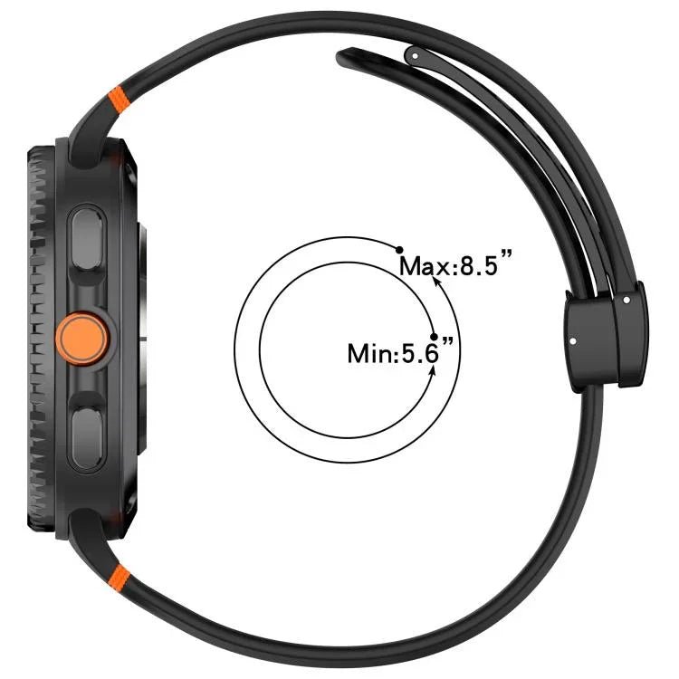 Dây đồng hồ silicone thở được, may chỉ, khóa nam châm màu đen, Dành cho Samsung Galaxy Watch8 / Watch8 Classic