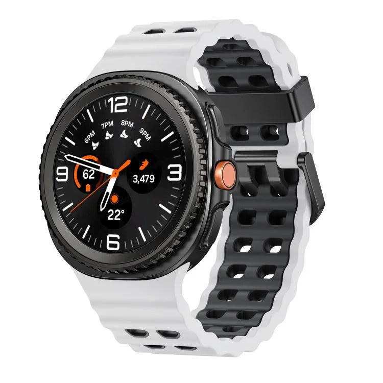 Dây đồng hồ silicone hai màu kiểu khóa nhả nhanh phong cách đại dương, dành cho Samsung Galaxy Watch8 / Watch8 Classic