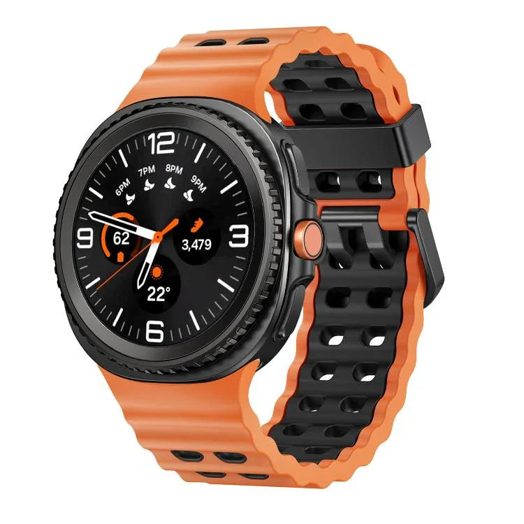 Dây đồng hồ silicone hai màu kiểu khóa nhả nhanh phong cách đại dương, dành cho Samsung Galaxy Watch8 / Watch8 Classic