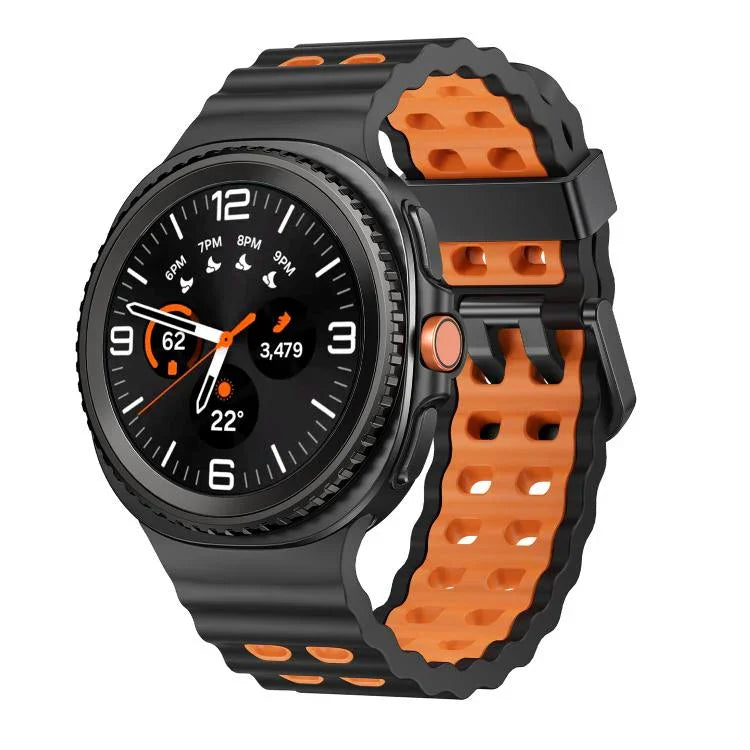 Dây đồng hồ silicone hai màu kiểu khóa nhả nhanh phong cách đại dương, dành cho Samsung Galaxy Watch8 / Watch8 Classic