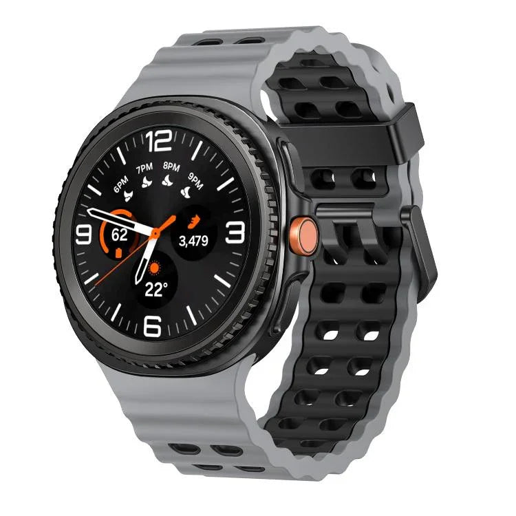 Dây đồng hồ silicone hai màu kiểu khóa nhả nhanh phong cách đại dương, dành cho Samsung Galaxy Watch8 / Watch8 Classic
